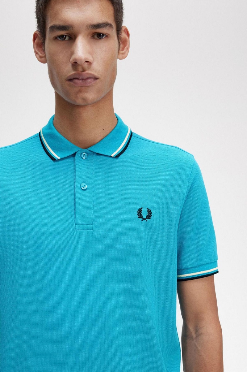 Camisa Polo Fred Perry M3600 Hombre Azules Creme Negros | LMXSX46979