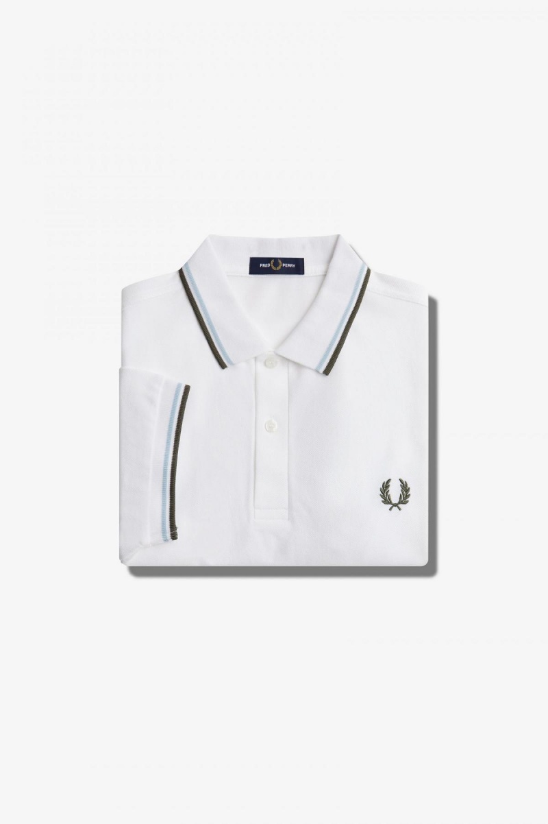 Camisa Polo Fred Perry M3600 Hombre Blancos Azules Verdes | QMXUV77979