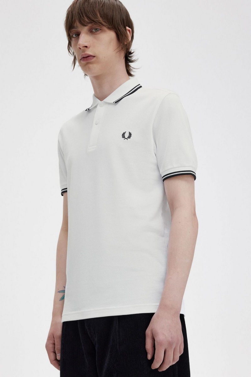 Camisa Polo Fred Perry M3600 Hombre Blancos Negros Negros | MXCIF28804