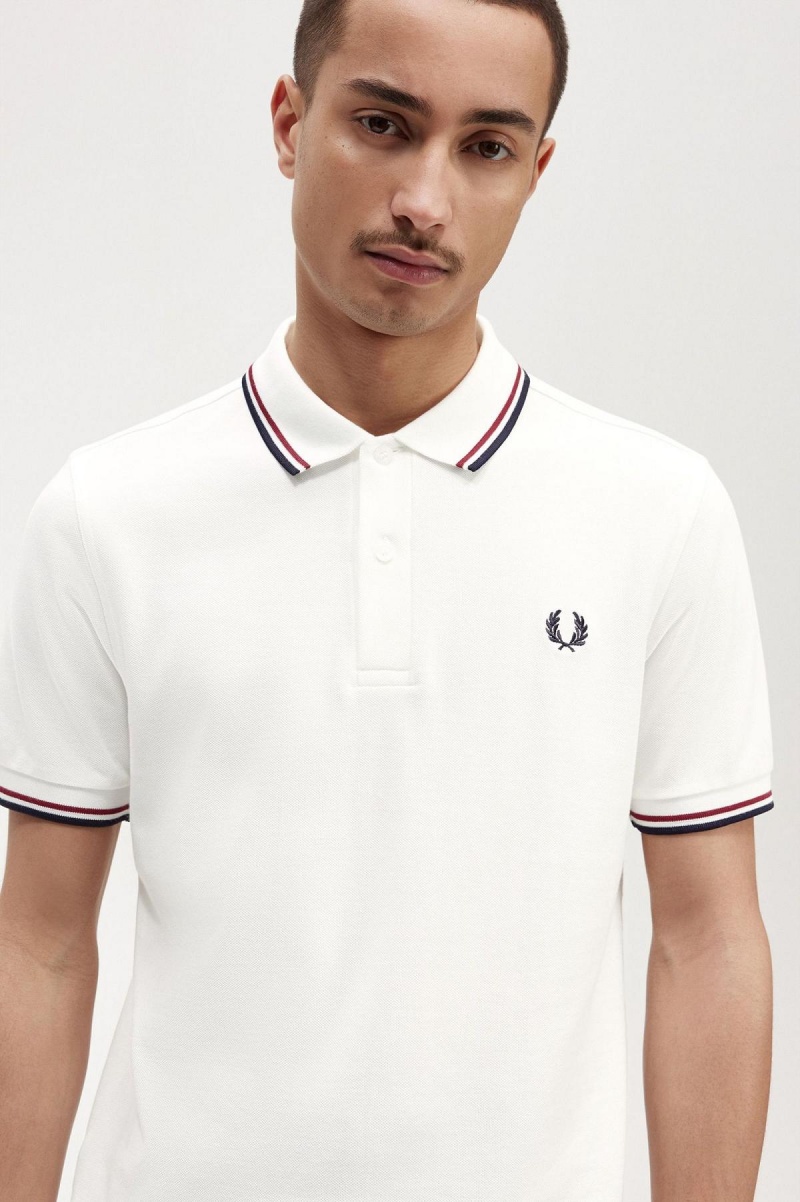 Camisa Polo Fred Perry M3600 Hombre Blancos Rojos Azul Marino | MXXMI34814