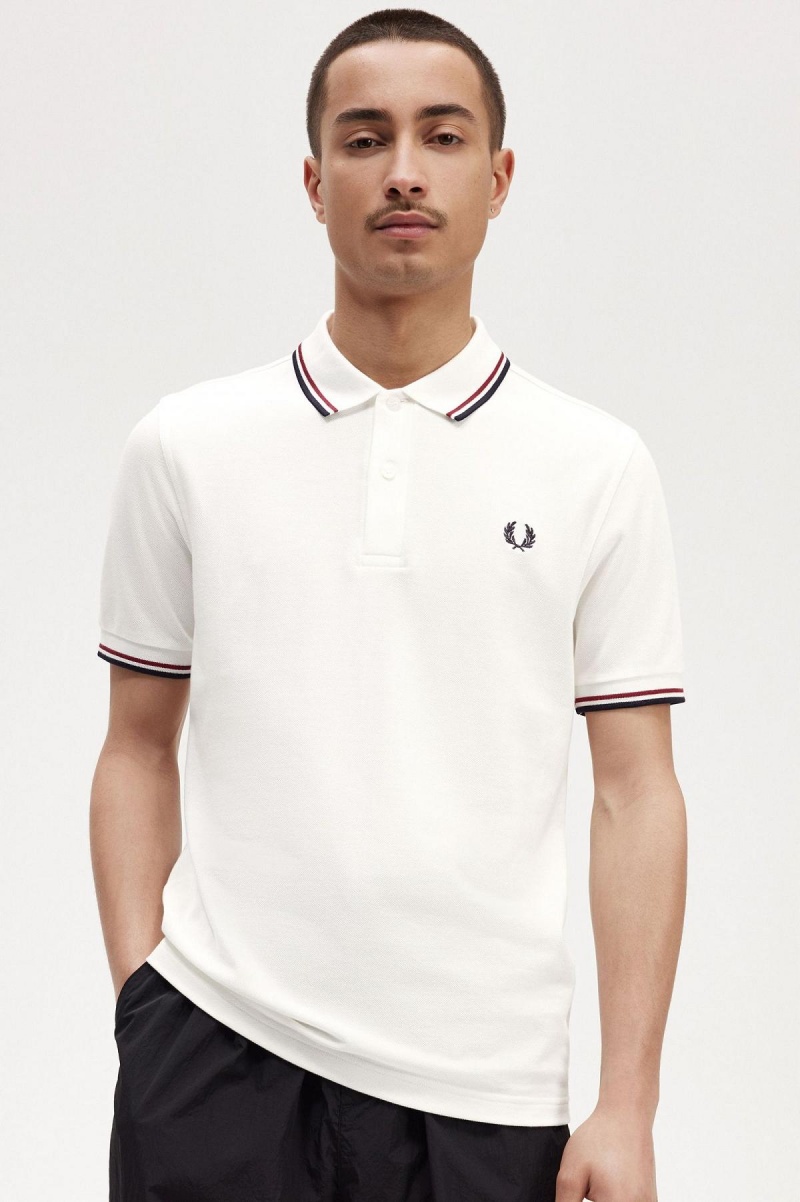 Camisa Polo Fred Perry M3600 Hombre Blancos Rojos Azul Marino | MXXMI34814