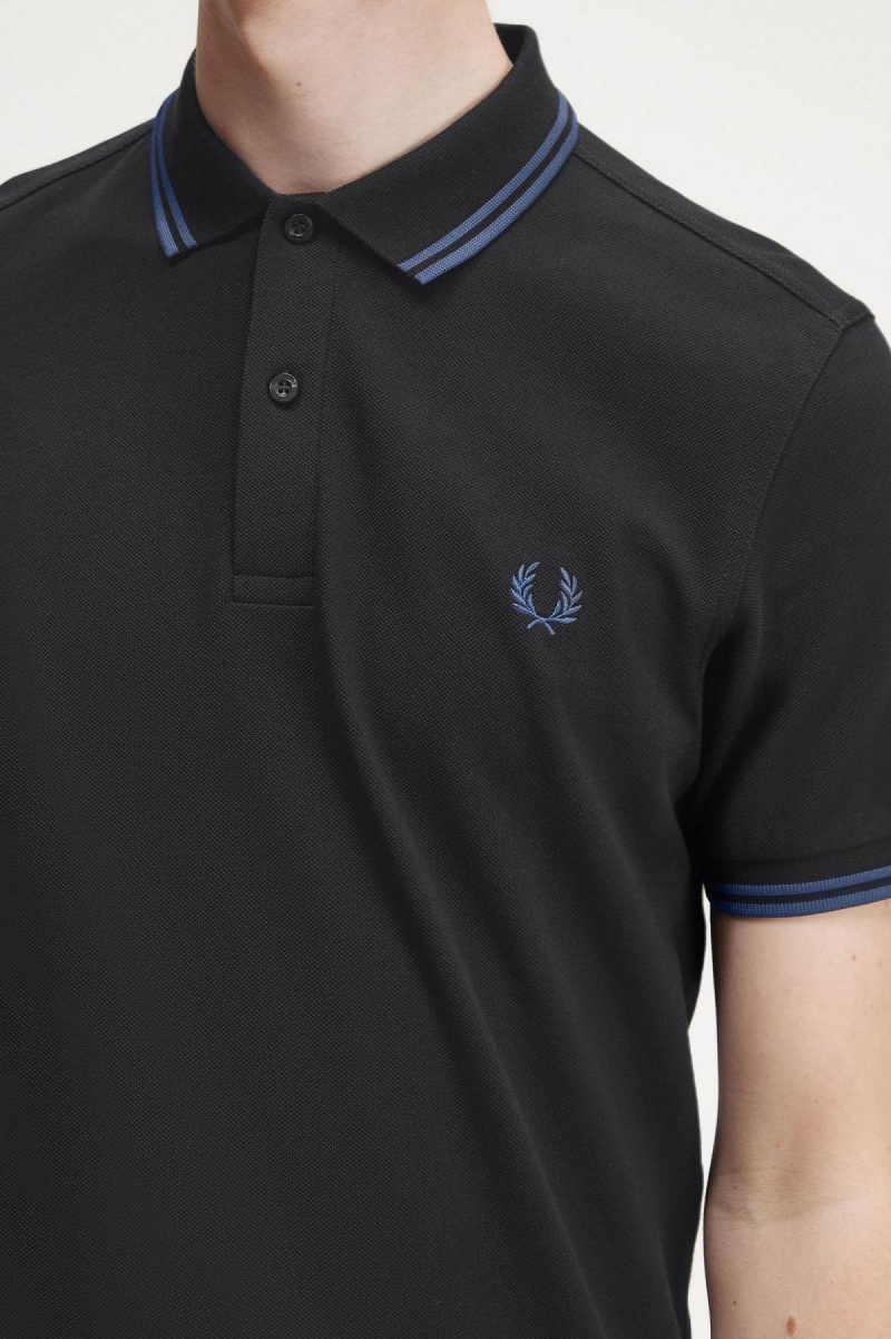 Camisa Polo Fred Perry M3600 Hombre Negros Azules Azules | UMXTG73779