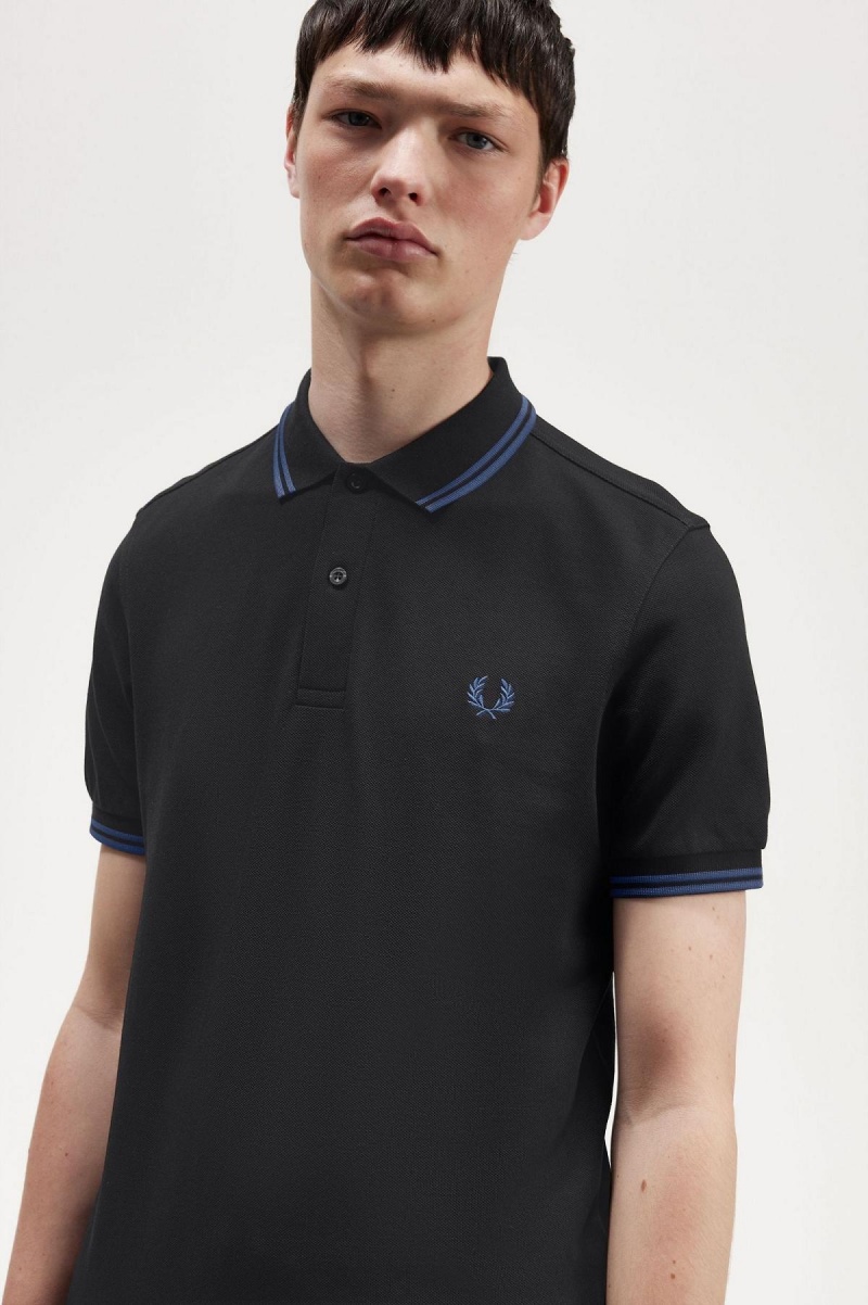 Camisa Polo Fred Perry M3600 Hombre Negros Azules Azules | UMXTG73779