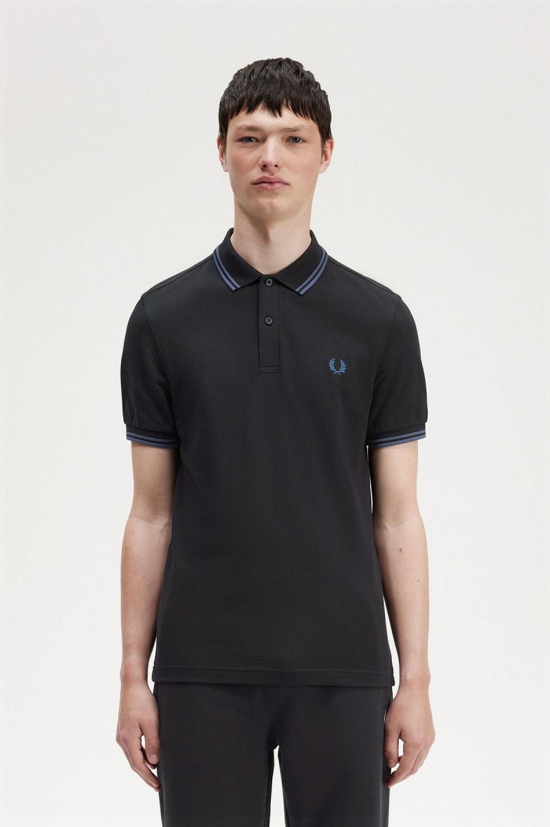 Camisa Polo Fred Perry M3600 Hombre Negros Azules Azules | UMXTG73779