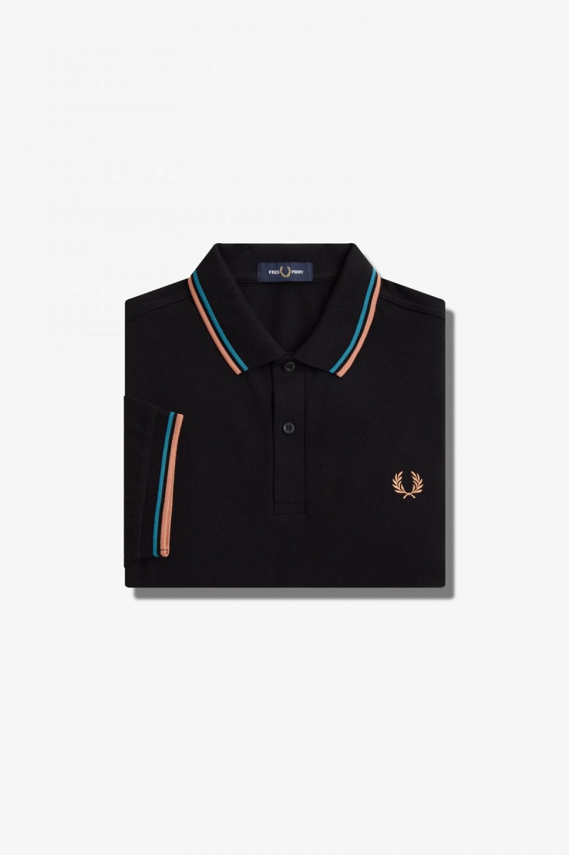 Camisa Polo Fred Perry M3600 Hombre Negros Azules Azules | DMXKV71403