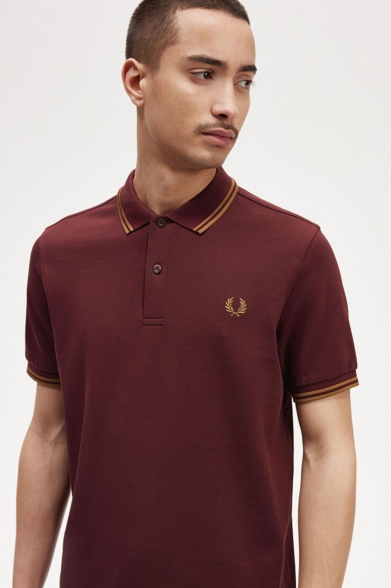 Camisa Polo Fred Perry M3600 Hombre Oxblood / Shaded Stone / Shaded Stone | DMXKV54298