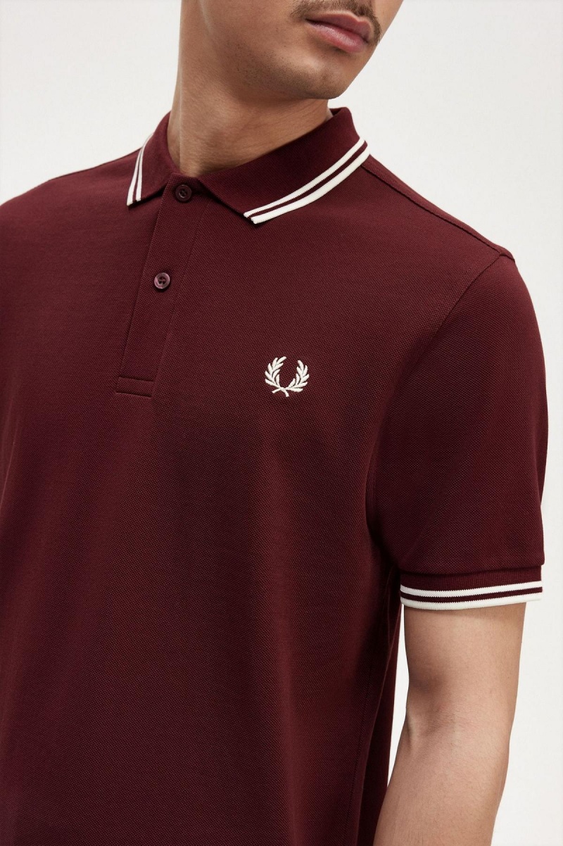 Camisa Polo Fred Perry M3600 Hombre Oxblood / Ecru / Ecru | MXZDE46200