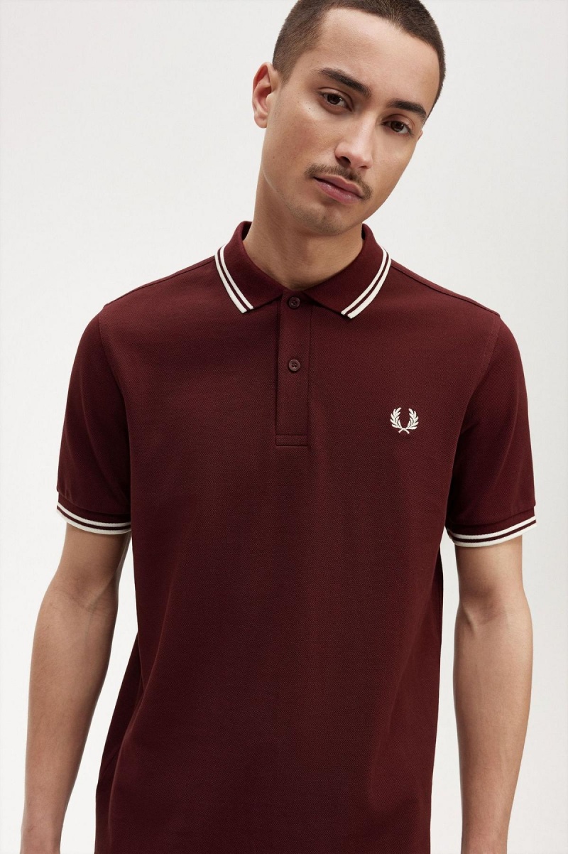 Camisa Polo Fred Perry M3600 Hombre Oxblood / Ecru / Ecru | MXZDE46200