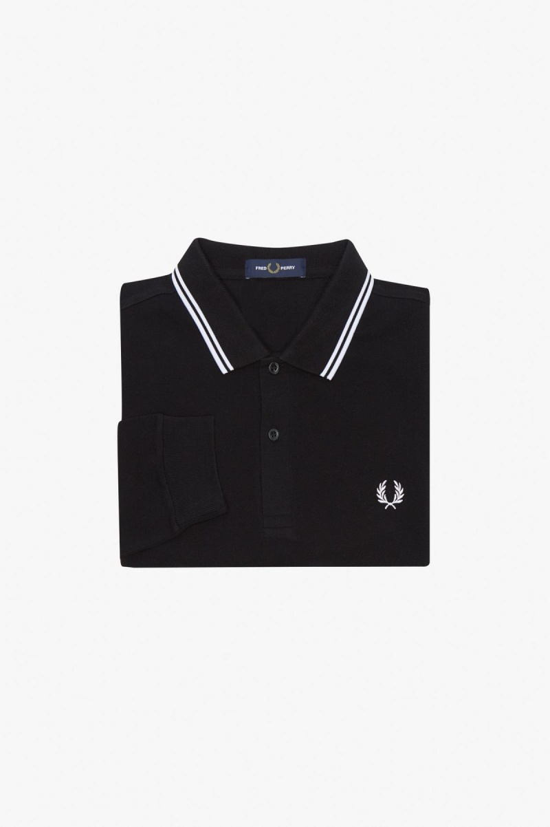 Camisa Polo Fred Perry M3636 Hombre Negros Blancos Blancos | MXXMI75325