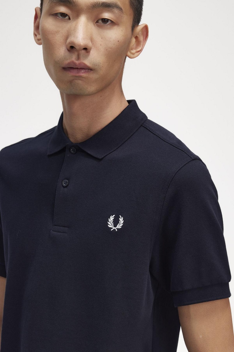 Camisa Polo Fred Perry M6000 Hombre Azul Marino Blancos | MXNEJ67342