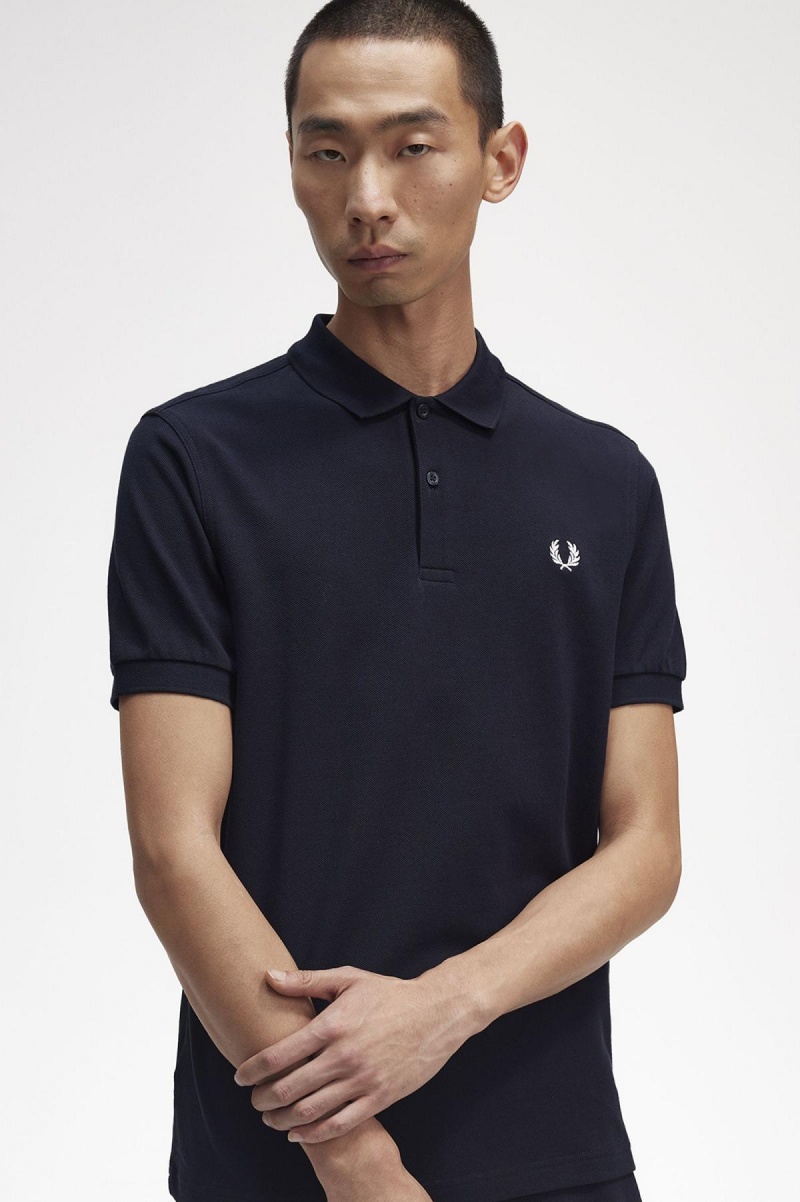 Camisa Polo Fred Perry M6000 Hombre Azul Marino Blancos | MXNEJ67342