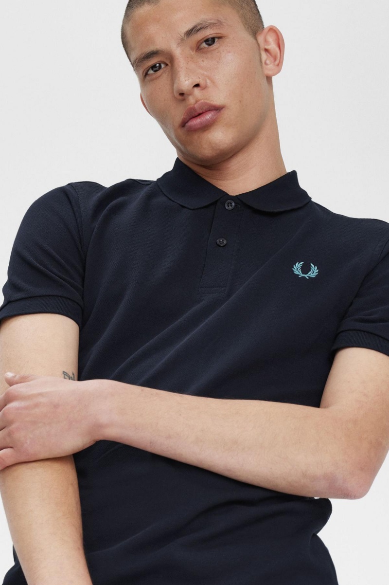 Camisa Polo Fred Perry M6000 Hombre Azul Marino Verde Menta Oscuro | XMXBH23960