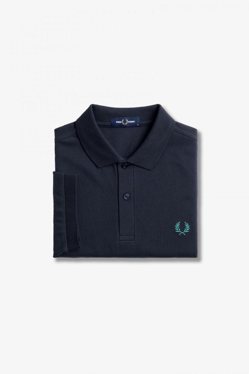 Camisa Polo Fred Perry M6000 Hombre Azul Marino Verde Menta Oscuro | XMXBH23960