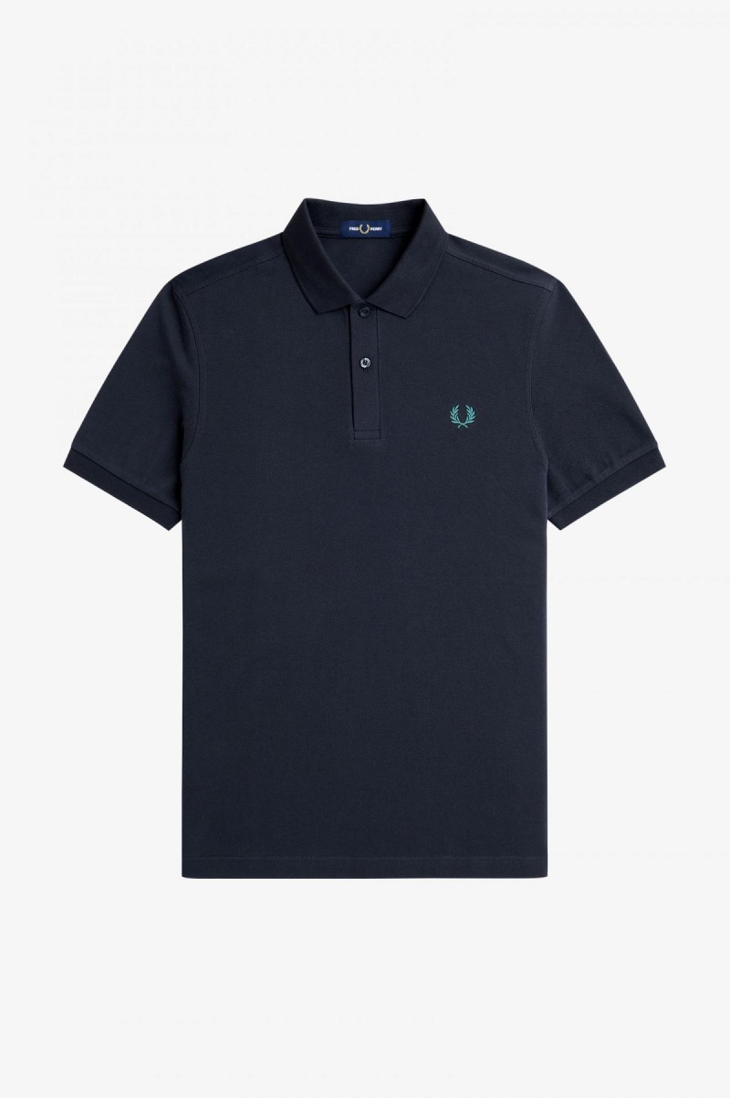 Camisa Polo Fred Perry M6000 Hombre Azul Marino Verde Menta Oscuro | XMXBH23960