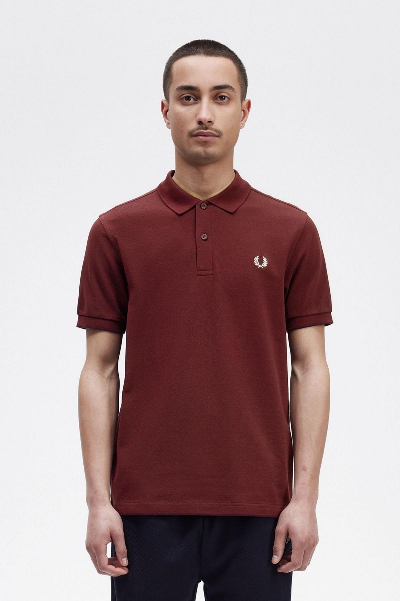 Camisa Polo Fred Perry M6000 Hombre Oxblood / Ecru | ZMXNQ95479