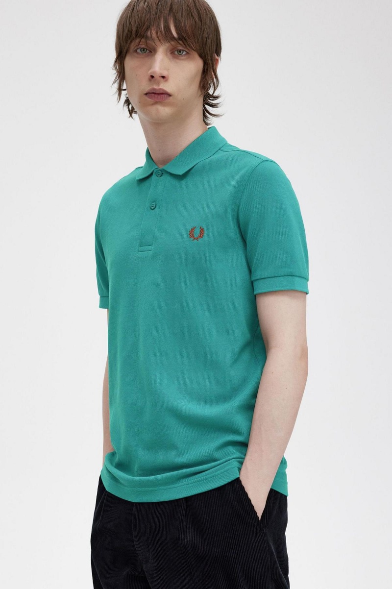 Camisa Polo Fred Perry M6000 Hombre Verde Menta Oscuro Marrom | MXQAV59542