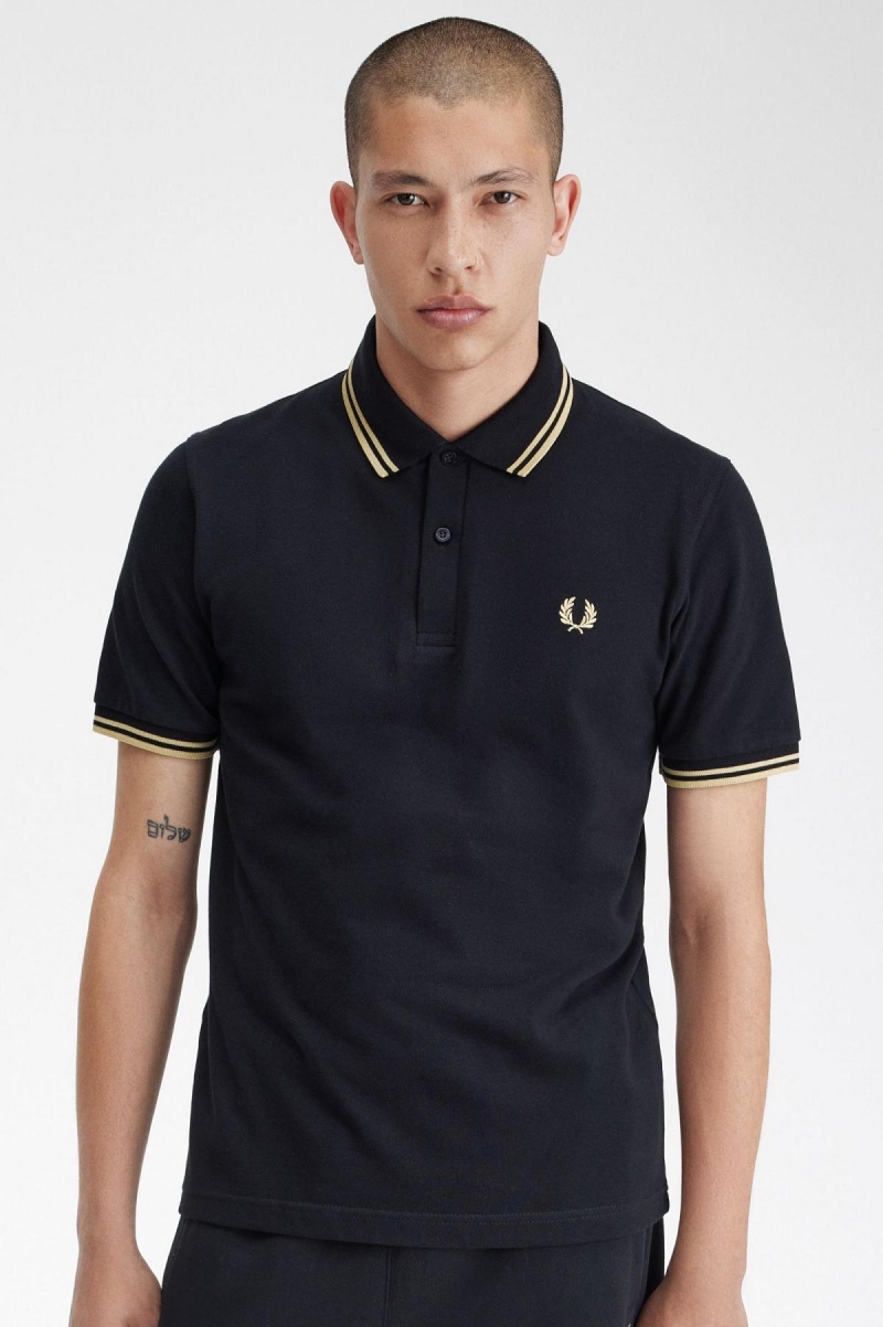 Camisa Polo Fred Perry Makati M12 Hombre Negros | QMXWA29321