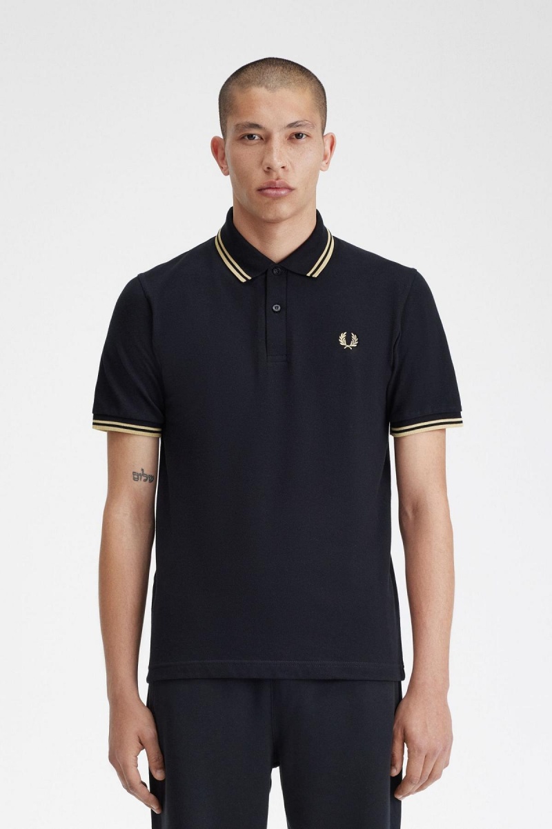 Camisa Polo Fred Perry Makati M12 Hombre Negros | QMXWA29321