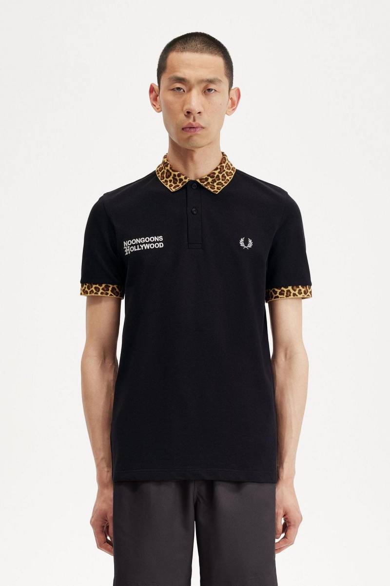 Camisa Polo Fred Perry Noongoons Leopard Print Polo Shirt Hombre Negros | DMXKV91799