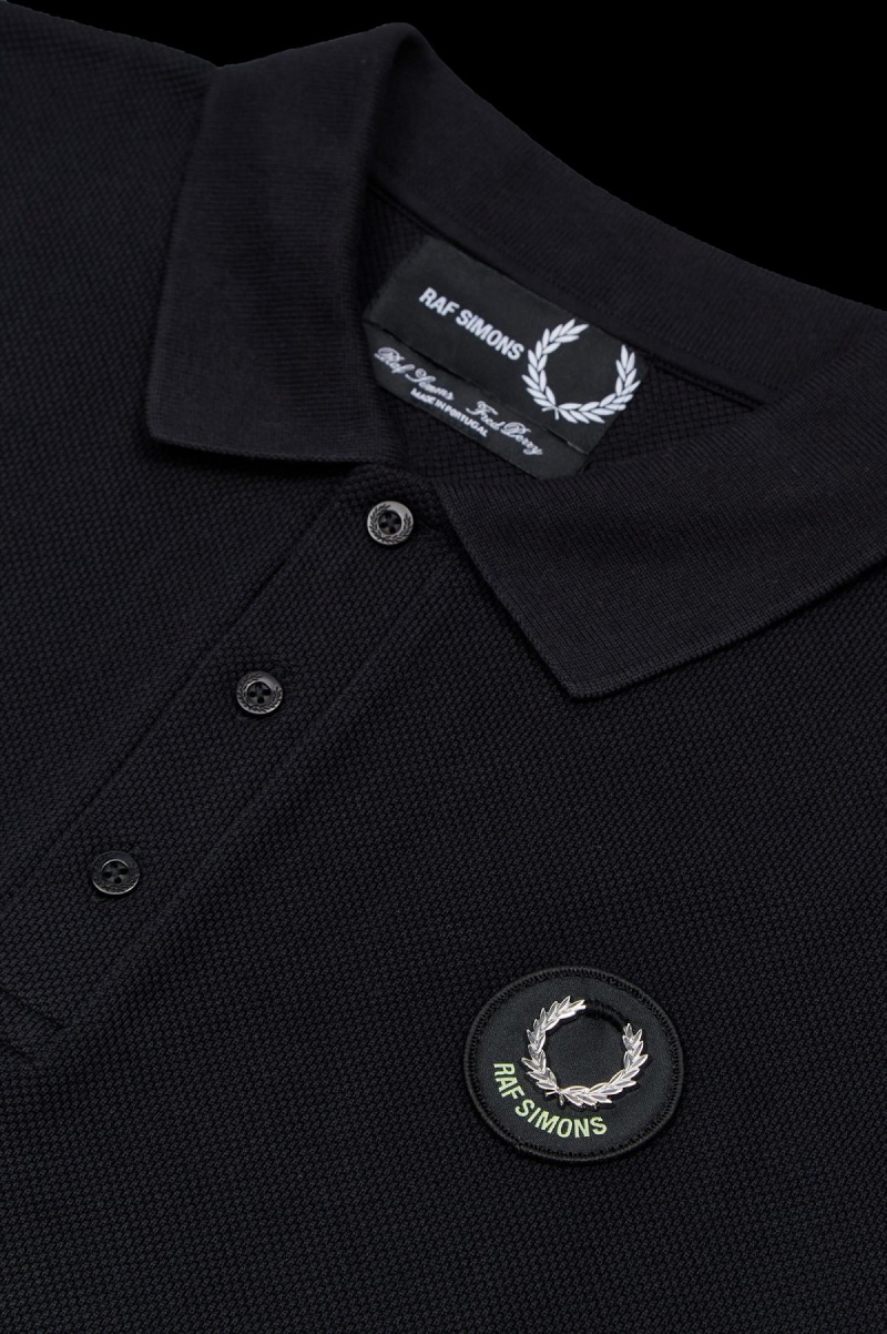 Camisa Polo Fred Perry Oversized Printed Polo Shirt Hombre Negros | MXDFL60002