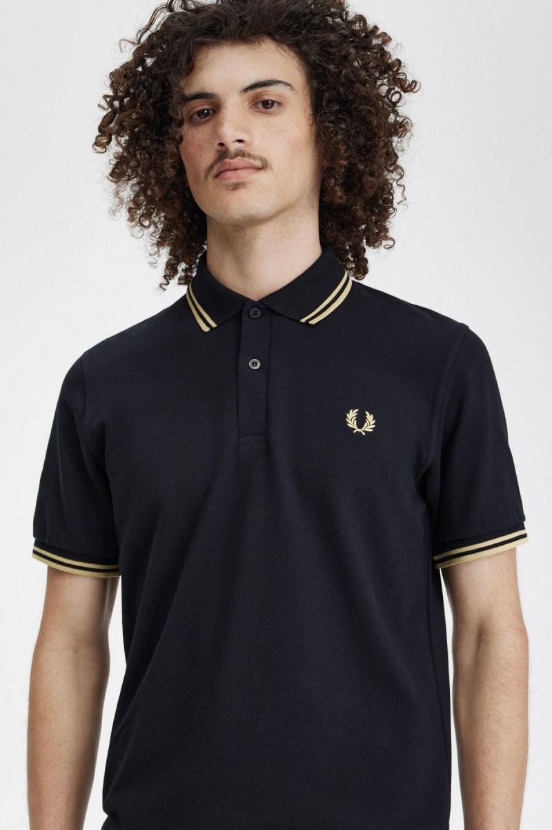 Camisa Polo Fred Perry Shanghai M12 Hombre Negros | SMXVO62005