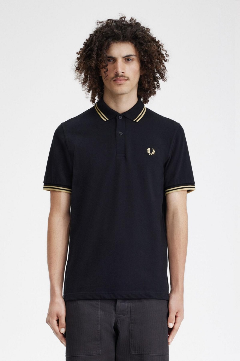 Camisa Polo Fred Perry Shanghai M12 Hombre Negros | SMXVO62005