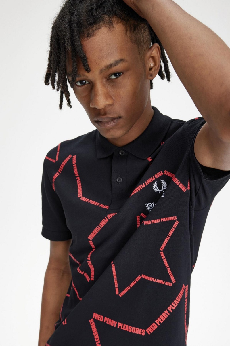 Camisa Polo Fred Perry Star Fred Perry Shirt Hombre Negros | LMXSX71107