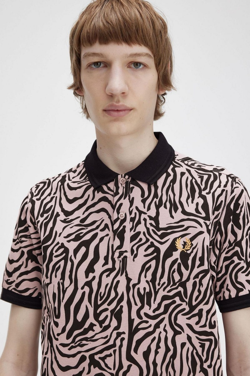 Camisa Polo Fred Perry Zebra Print Fred Perry Shirt Hombre Rosas Rosas | MXJKU33339