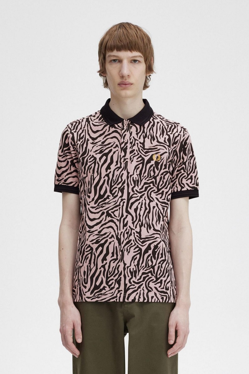 Camisa Polo Fred Perry Zebra Print Fred Perry Shirt Hombre Rosas Rosas | MXJKU33339