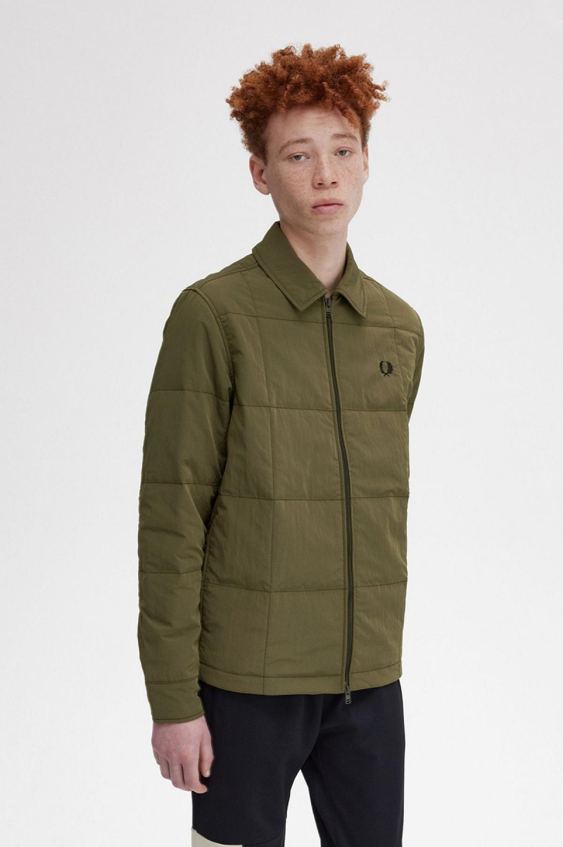 Camisas Fred Perry Acolchado Hombre Verdes | QMXWA71959