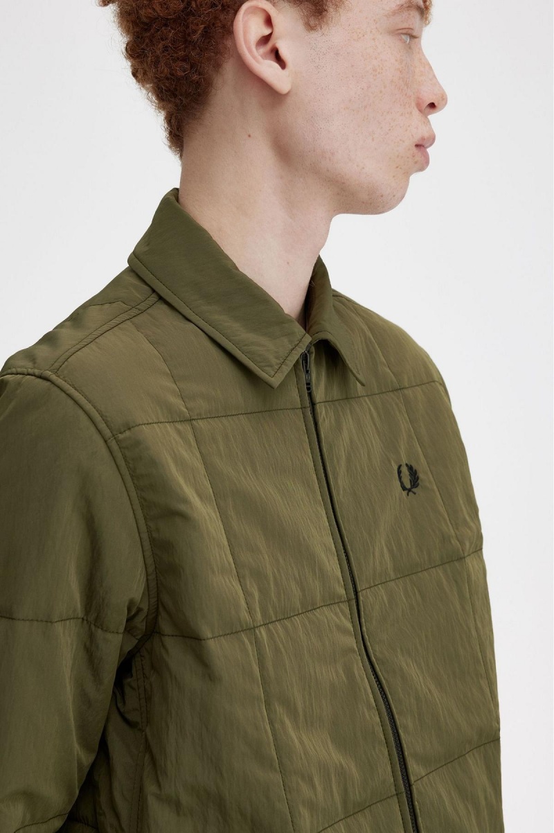 Camisas Fred Perry Acolchado Hombre Verdes | QMXWA71959