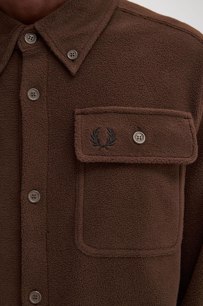 Camisas Fred Perry Fleece Hombre Burnt Tobacco | BMXSD30864