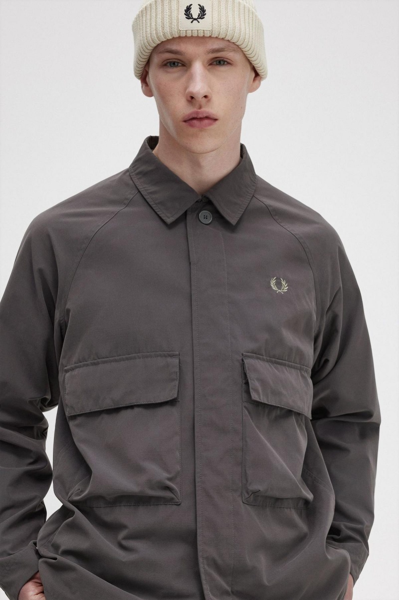 Camisas Fred Perry Utility Hombre Gunmetal | DMXVO17761