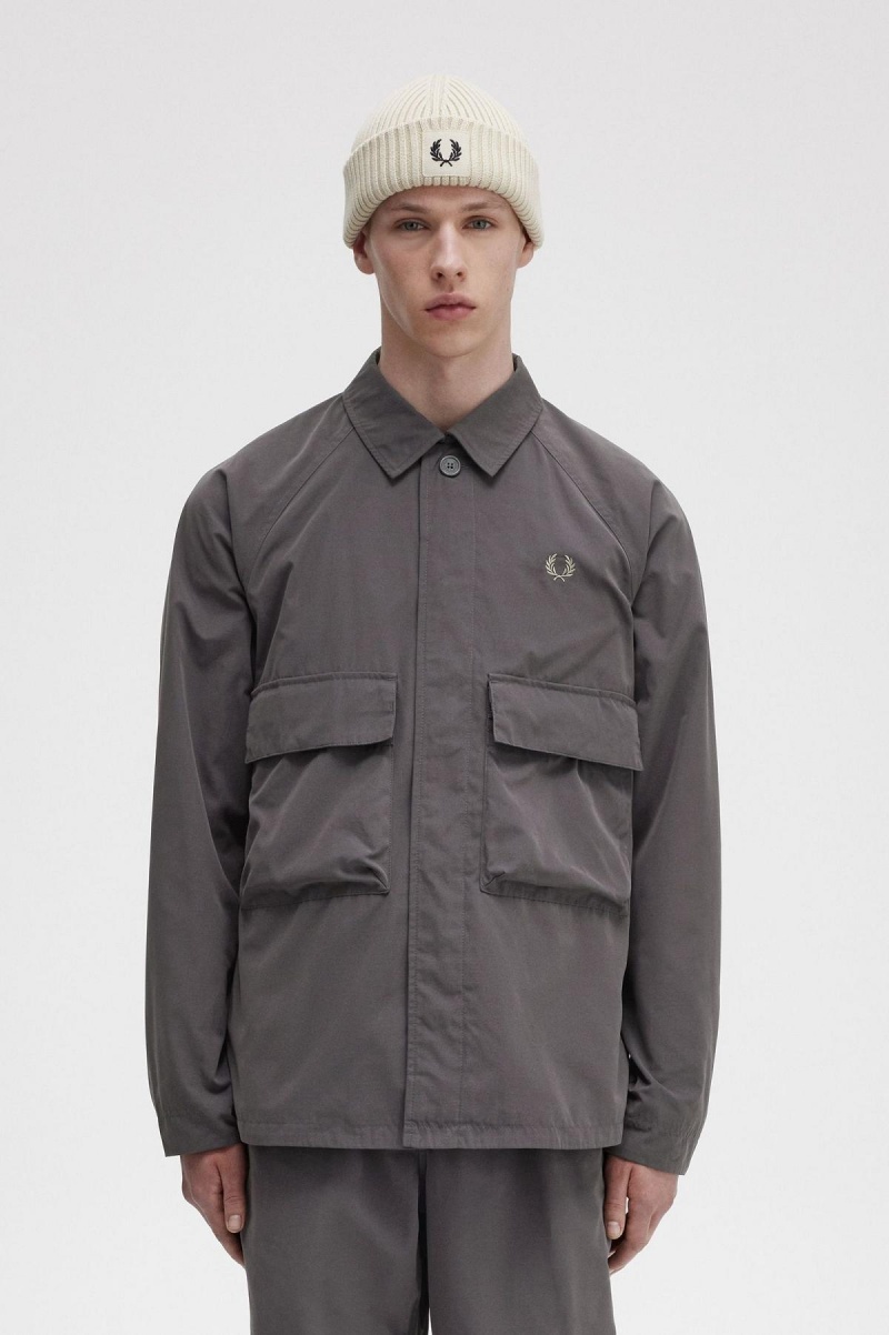 Camisas Fred Perry Utility Hombre Gunmetal | DMXVO17761