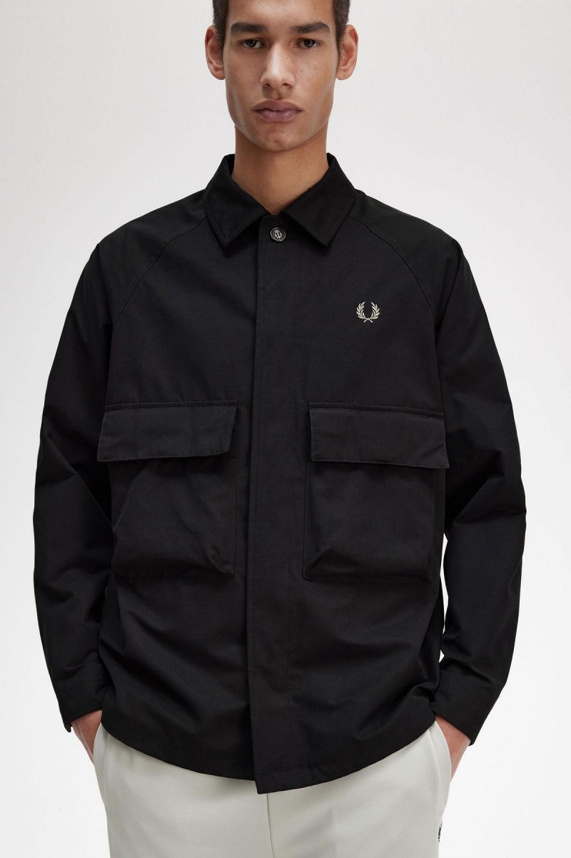 Camisas Fred Perry Utility Hombre Negros | MXCVG83301