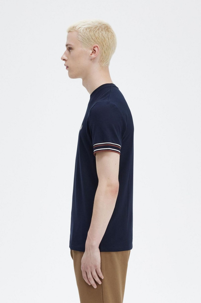 Camiseta Fred Perry Bold Tipped Piqué Hombre Azul Marino | GMXEC27902