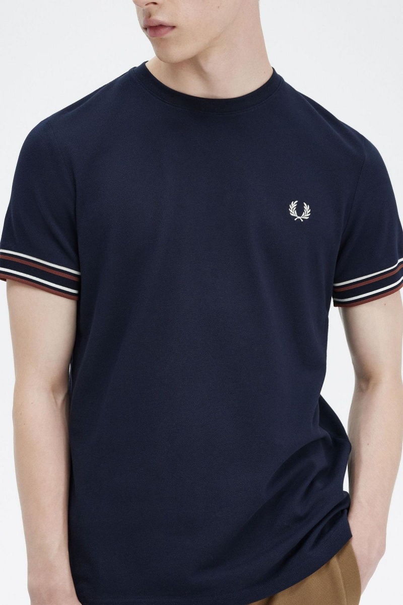 Camiseta Fred Perry Bold Tipped Piqué Hombre Azul Marino | GMXEC27902