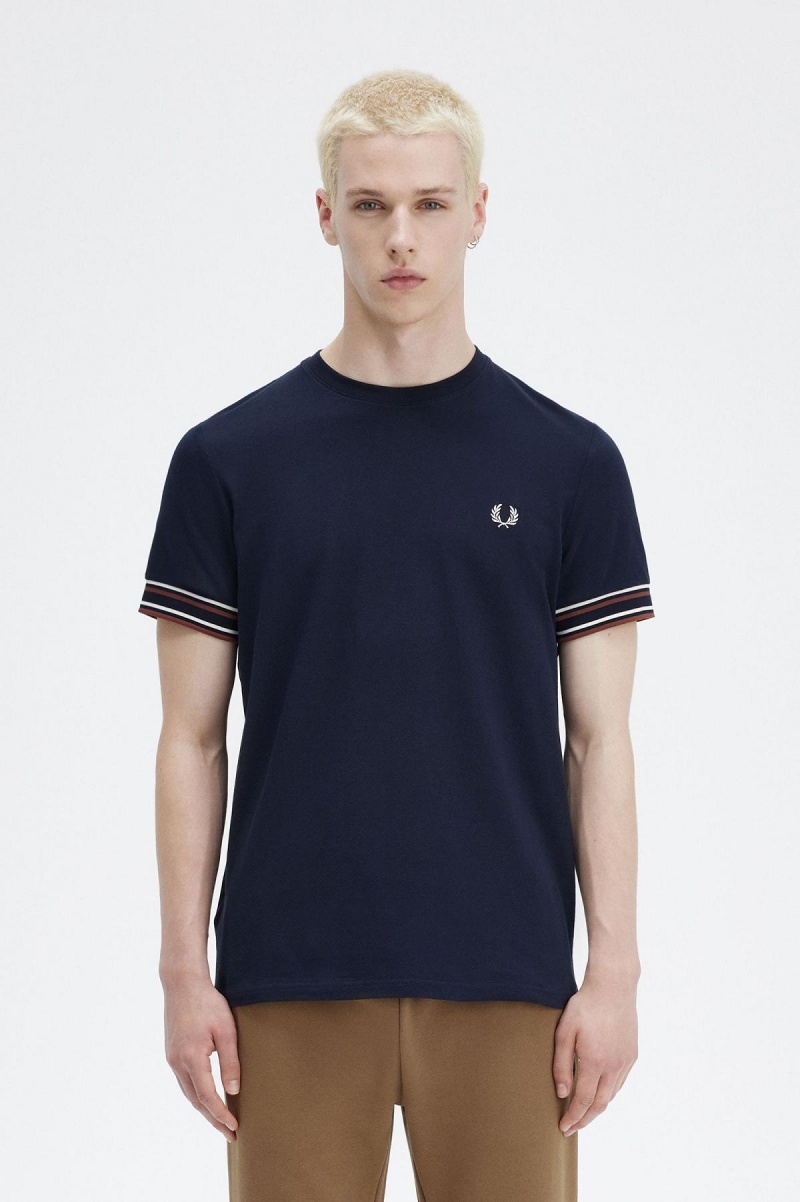 Camiseta Fred Perry Bold Tipped Piqué Hombre Azul Marino | GMXEC27902