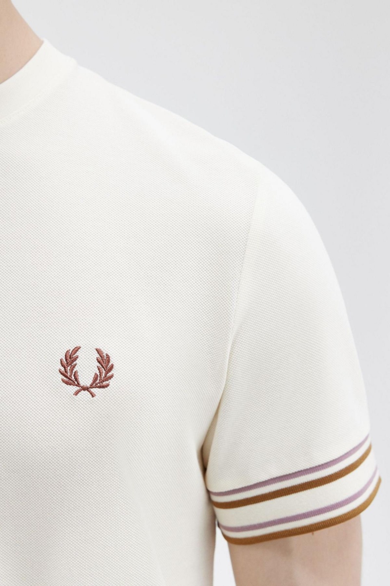 Camiseta Fred Perry Bold Tipped Piqué Hombre Ecru | MXEGJ21054