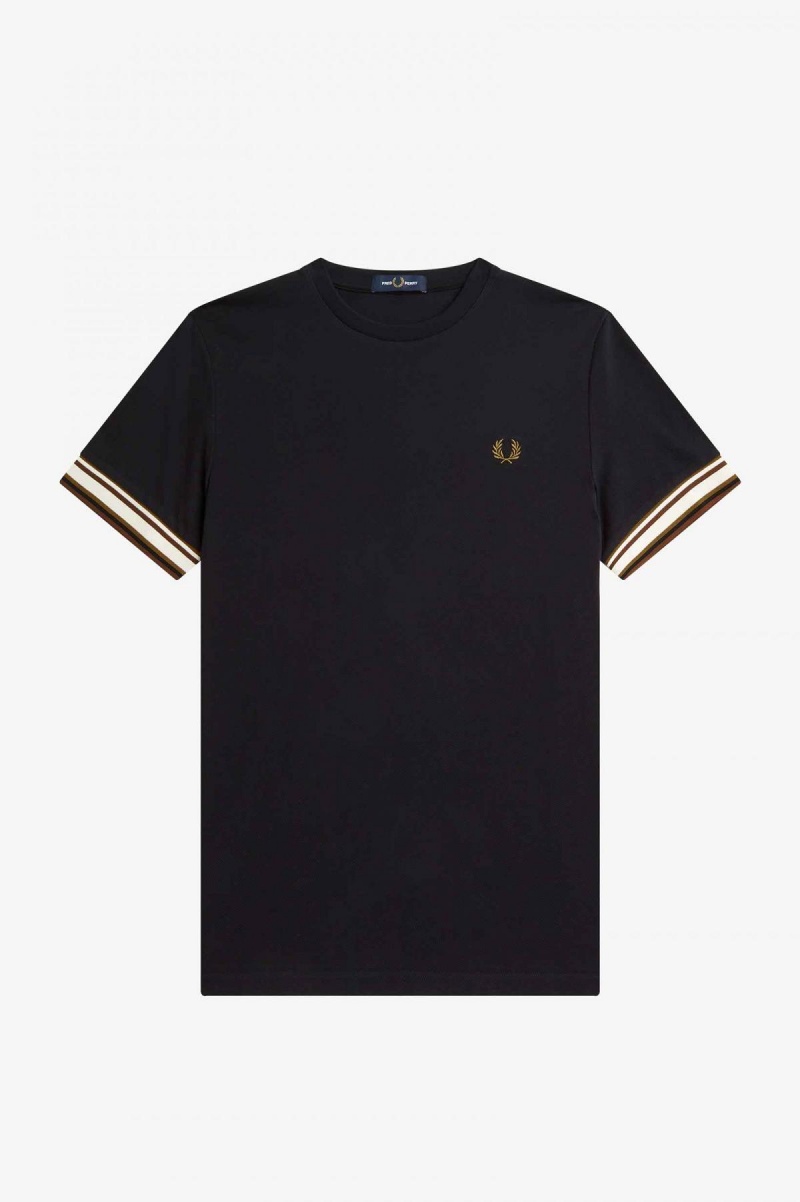 Camiseta Fred Perry Bold Tipped Piqué Hombre Negros | MXJZR71656