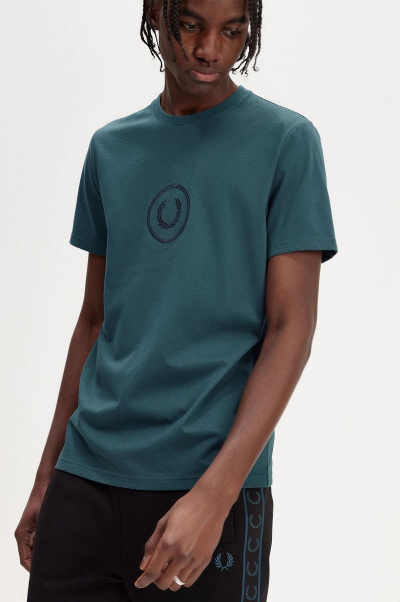 Camiseta Fred Perry Circle Branding Hombre Azules | MMXHR66209