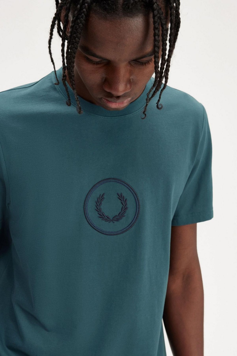 Camiseta Fred Perry Circle Branding Hombre Azules | MMXHR66209