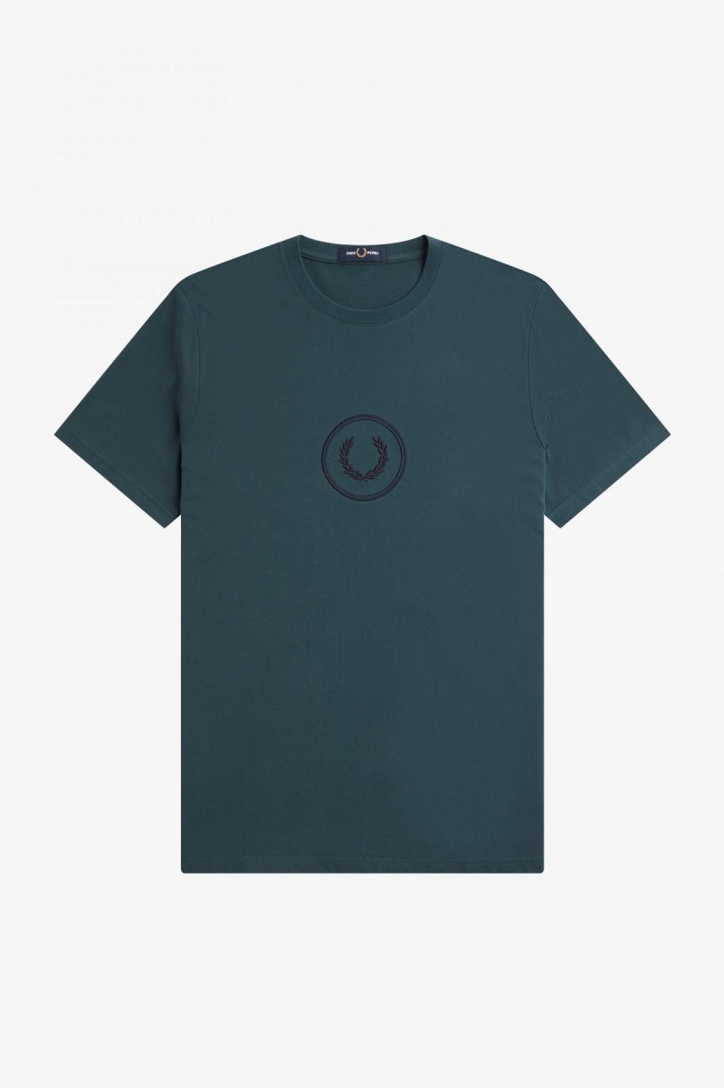 Camiseta Fred Perry Circle Branding Hombre Azules | MMXHR66209