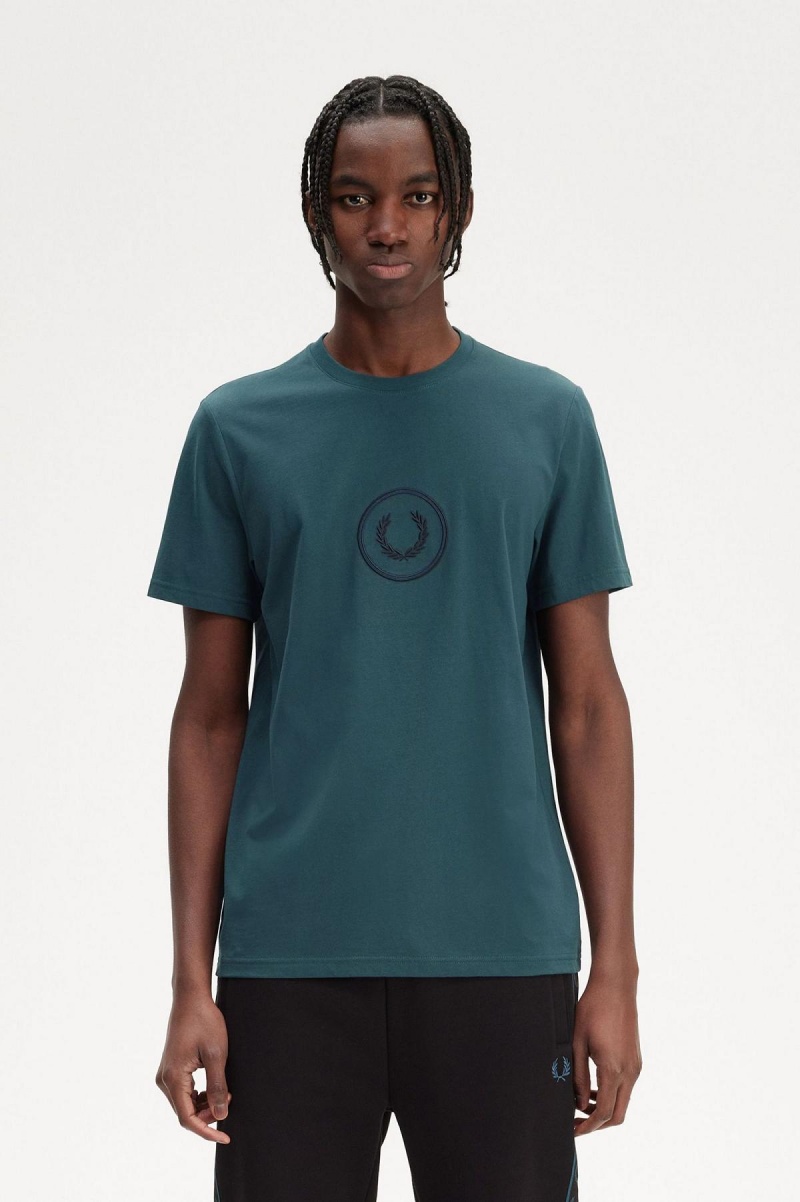 Camiseta Fred Perry Circle Branding Hombre Azules | MMXHR66209