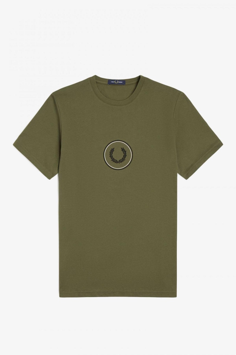 Camiseta Fred Perry Circle Branding Hombre Verdes Negros | MXQCS49314