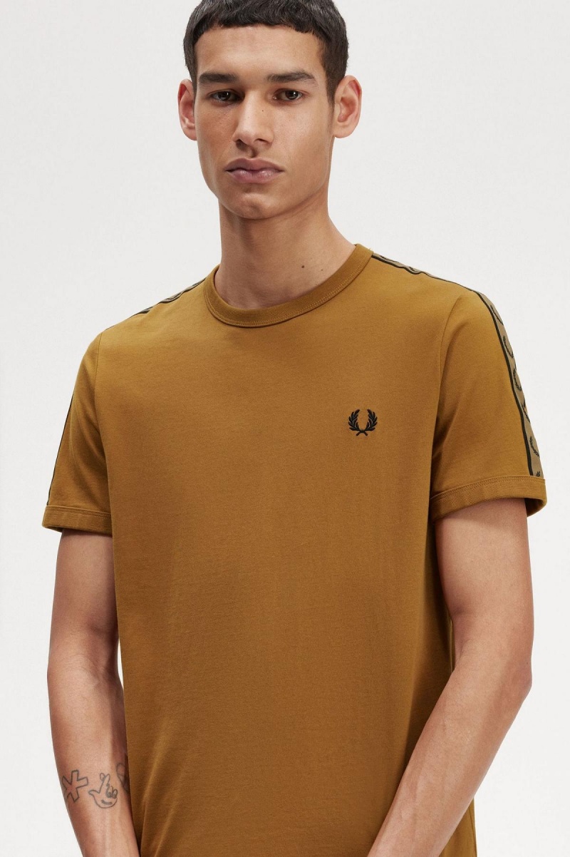 Camiseta Fred Perry Contrast Tape Ringer Hombre Azules | ZMXMJ50628