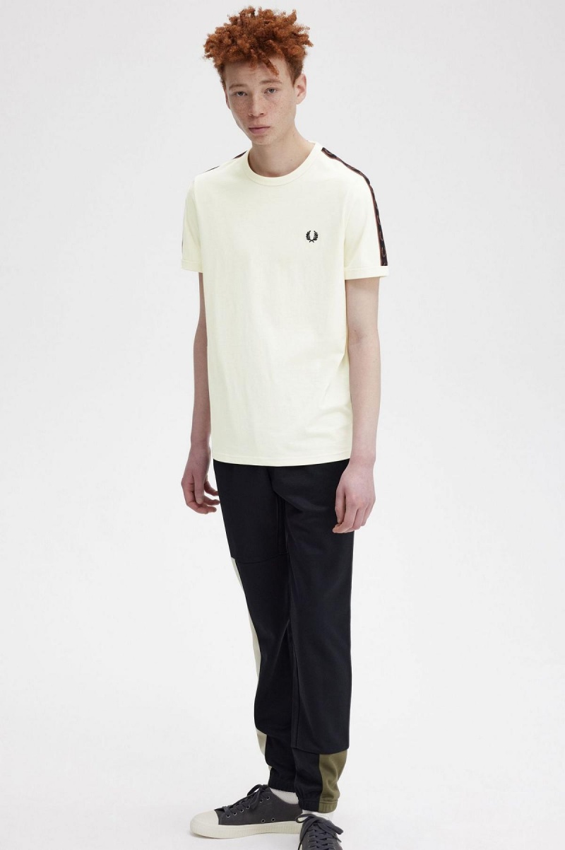 Camiseta Fred Perry Contrast Tape Ringer Hombre Marrom | XMXBH13677