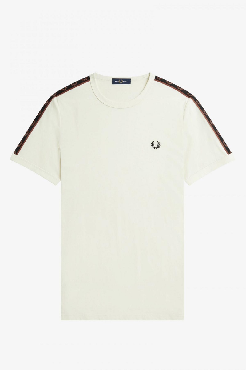 Camiseta Fred Perry Contrast Tape Ringer Hombre Marrom | XMXBH13677