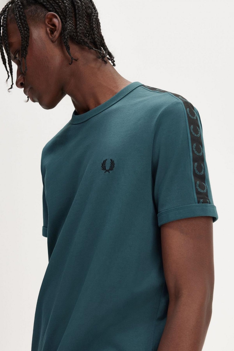 Camiseta Fred Perry Contrast Tape Ringer Hombre Azules Negros | MXCIF54316