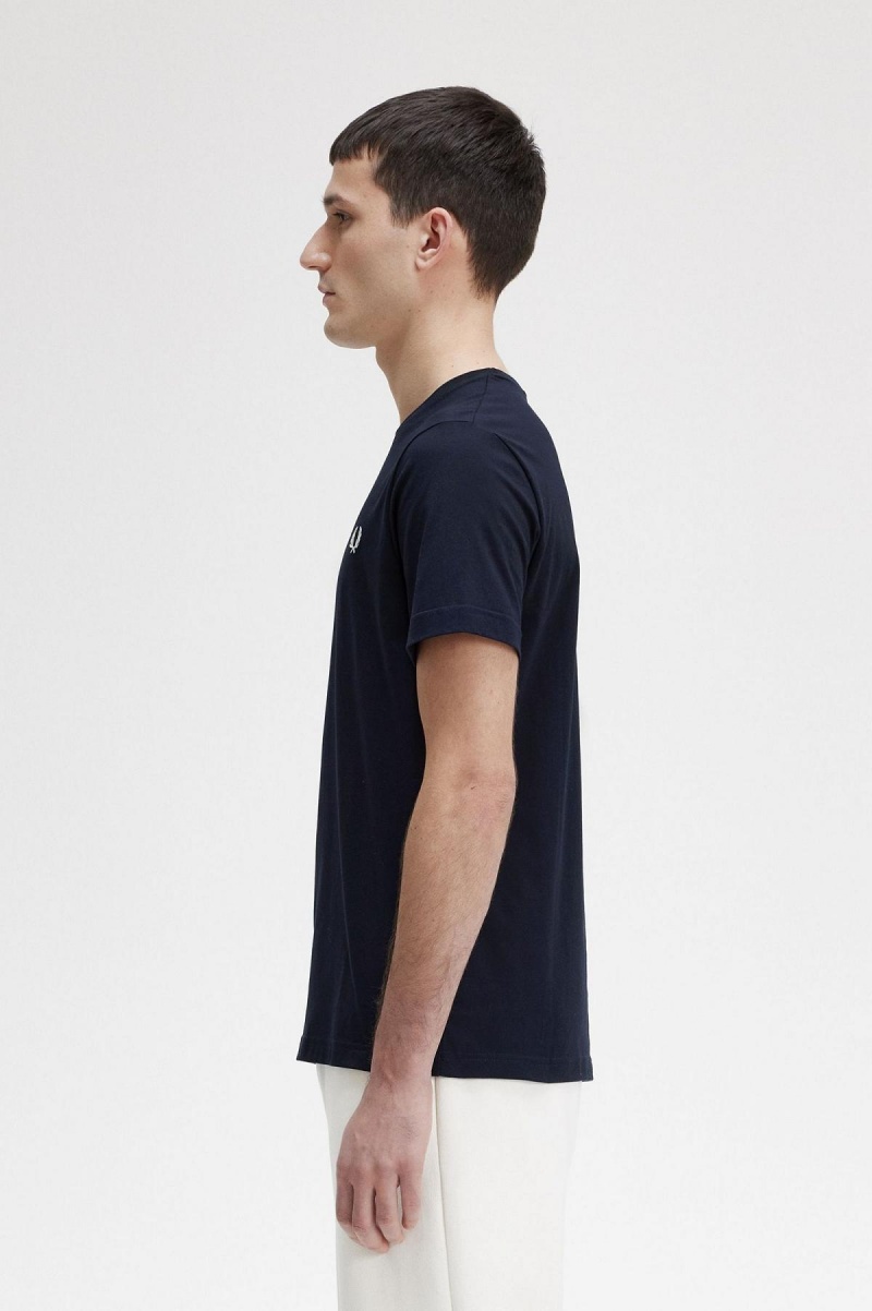 Camiseta Fred Perry Crew Neck Hombre Azul Marino | MXXMI10441